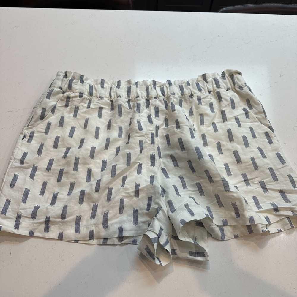 LOFT High Waist White and Gray Shorts